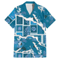 Hawaii Japanese Culture Blue Family Matching Mermaid Dress and Hawaiian Shirt Spring Cranes Aloha Pattern LT01 Dad's Shirt - Short Sleeve Blue - Polynesian Pride