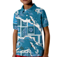 Hawaii Japanese Culture Blue Kid Polo Shirt Spring Cranes Aloha Pattern