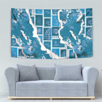Hawaii Japanese Culture Blue Tapestry Spring Cranes Aloha Pattern