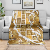 Hawaii Japanese Culture Gold Blanket Spring Cranes Aloha Pattern