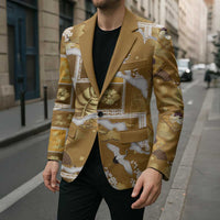 Hawaii Japanese Culture Gold Blazer Spring Cranes Aloha Pattern