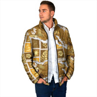 Hawaii Japanese Culture Gold Padded Jacket Spring Cranes Aloha Pattern