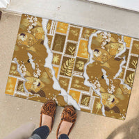 Hawaii Japanese Culture Gold Rubber Doormat Spring Cranes Aloha Pattern