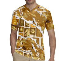 Hawaii Japanese Culture Gold Rugby Jersey Spring Cranes Aloha Pattern