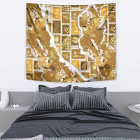 Hawaii Japanese Culture Gold Tapestry Spring Cranes Aloha Pattern