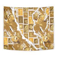 Hawaii Japanese Culture Gold Tapestry Spring Cranes Aloha Pattern