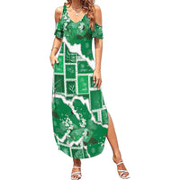 Hawaii Japanese Culture Green Family Matching Summer Maxi Dress and Hawaiian Shirt Spring Cranes Aloha Pattern