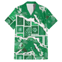 Hawaii Japanese Culture Green Family Matching Tank Maxi Dress and Hawaiian Shirt Spring Cranes Aloha Pattern LT01 Dad's Shirt - Short Sleeve Green - Polynesian Pride