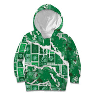 Hawaii Japanese Culture Green Kid Hoodie Spring Cranes Aloha Pattern