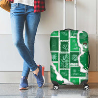 Hawaii Japanese Culture Green Luggage Cover Spring Cranes Aloha Pattern