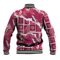 Hawaii Japanese Culture Pink Baseball Jacket Spring Cranes Aloha Pattern