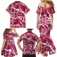 Hawaii Japanese Culture Pink Family Matching Mermaid Dress and Hawaiian Shirt Spring Cranes Aloha Pattern LT01 - Polynesian Pride