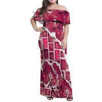 Hawaii Japanese Culture Pink Family Matching Off Shoulder Maxi Dress and Hawaiian Shirt Spring Cranes Aloha Pattern