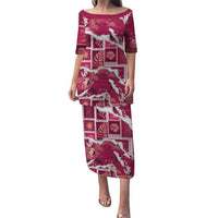 Hawaii Japanese Culture Pink Family Matching Puletasi and Hawaiian Shirt Spring Cranes Aloha Pattern
