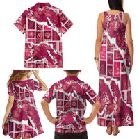 Hawaii Japanese Culture Pink Family Matching Tank Maxi Dress and Hawaiian Shirt Spring Cranes Aloha Pattern LT01 - Polynesian Pride