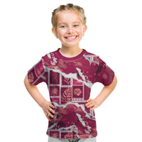 Hawaii Japanese Culture Pink Kid T Shirt Spring Cranes Aloha Pattern