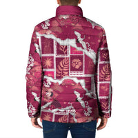 Hawaii Japanese Culture Pink Padded Jacket Spring Cranes Aloha Pattern