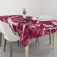 Hawaii Japanese Culture Pink Tablecloth Spring Cranes Aloha Pattern