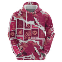 Hawaii Japanese Culture Pink Zip Hoodie Spring Cranes Aloha Pattern