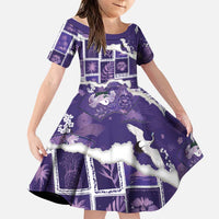 Hawaii Japanese Culture Purple Family Matching Short Sleeve Bodycon Dress and Hawaiian Shirt Spring Cranes Aloha Pattern LT01 Daughter's Dress Purple - Polynesian Pride