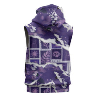 Hawaii Japanese Culture Purple Sleeveless Hoodie Spring Cranes Aloha Pattern