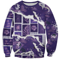 Hawaii Japanese Culture Purple Sweatshirt Spring Cranes Aloha Pattern