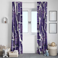 Hawaii Japanese Culture Purple Window Curtain Spring Cranes Aloha Pattern