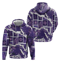 Hawaii Japanese Culture Purple Zip Hoodie Spring Cranes Aloha Pattern