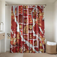 Hawaii Japanese Culture Red Bathroom Set Spring Cranes Aloha Pattern