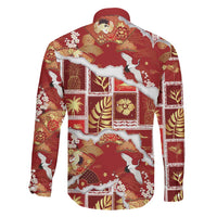 Hawaii Japanese Culture Red Family Matching Mermaid Dress and Hawaiian Shirt Spring Cranes Aloha Pattern LT01 - Polynesian Pride