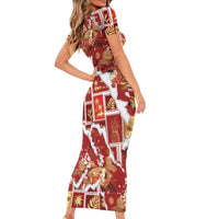 Hawaii Japanese Culture Red Family Matching Short Sleeve Bodycon Dress and Hawaiian Shirt Spring Cranes Aloha Pattern LT01 - Polynesian Pride