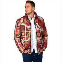 Hawaii Japanese Culture Red Padded Jacket Spring Cranes Aloha Pattern