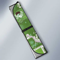 Hawaii Japanese Culture Sage Green Auto Sun Shade Spring Cranes Aloha Pattern