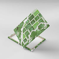 Hawaii Japanese Culture Sage Green Canvas Wall Art Spring Cranes Aloha Pattern