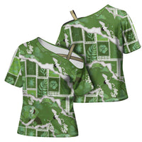 Hawaii Japanese Culture Sage Green Cross Shoulder Shirt Spring Cranes Aloha Pattern