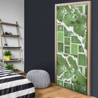 Hawaii Japanese Culture Sage Green Door Cover Spring Cranes Aloha Pattern