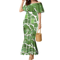 Hawaii Japanese Culture Sage Green Family Matching Mermaid Dress and Hawaiian Shirt Spring Cranes Aloha Pattern LT01 Mom's Dress Sage - Polynesian Pride