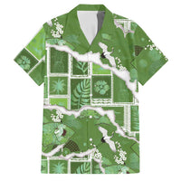 Hawaii Japanese Culture Sage Green Family Matching Off Shoulder Maxi Dress and Hawaiian Shirt Spring Cranes Aloha Pattern LT01 Dad's Shirt - Short Sleeve Sage - Polynesian Pride