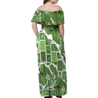 Hawaii Japanese Culture Sage Green Family Matching Off Shoulder Maxi Dress and Hawaiian Shirt Spring Cranes Aloha Pattern LT01 - Polynesian Pride