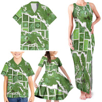 Hawaii Japanese Culture Sage Green Family Matching Tank Maxi Dress and Hawaiian Shirt Spring Cranes Aloha Pattern LT01 - Polynesian Pride