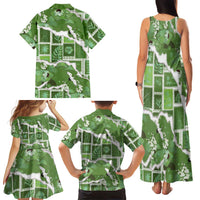 Hawaii Japanese Culture Sage Green Family Matching Tank Maxi Dress and Hawaiian Shirt Spring Cranes Aloha Pattern LT01 - Polynesian Pride