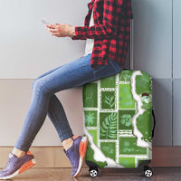 Hawaii Japanese Culture Sage Green Luggage Cover Spring Cranes Aloha Pattern