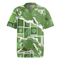 Hawaii Japanese Culture Sage Green Rugby Jersey Spring Cranes Aloha Pattern