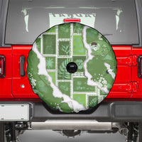 Hawaii Japanese Culture Sage Green Spare Tire Cover Spring Cranes Aloha Pattern