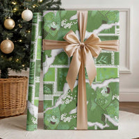 Hawaii Japanese Culture Sage Green Wrapping Paper Spring Cranes Aloha Pattern