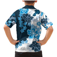 Blue Hibiscus Plumeria Floral Family Matching Mermaid Dress and Hawaiian Shirt LT01 - Polynesian Pride