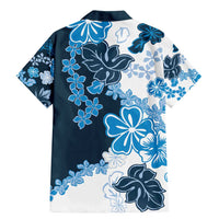 Blue Hibiscus Plumeria Floral Family Matching Mermaid Dress and Hawaiian Shirt LT01 - Polynesian Pride