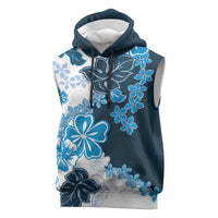 Blue Hibiscus Plumeria Floral Sleeveless Hoodie - Polynesian Pride