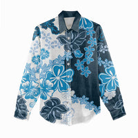 Blue Hibiscus Plumeria Floral Women Casual Shirt LT01 - Polynesian Pride