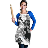 Gray Scale Hibiscus Plumeria Floral Apron LT01 - Polynesian Pride